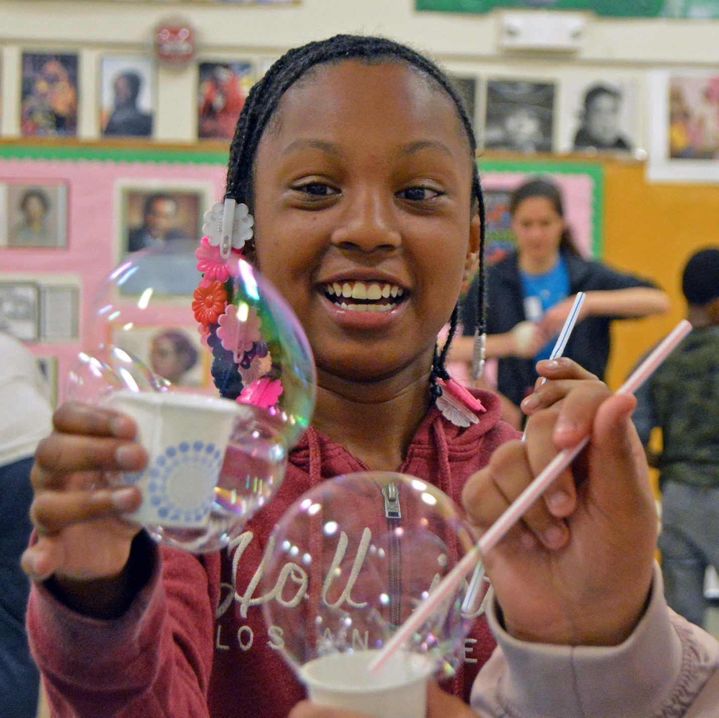 Square Girl with Bubbles