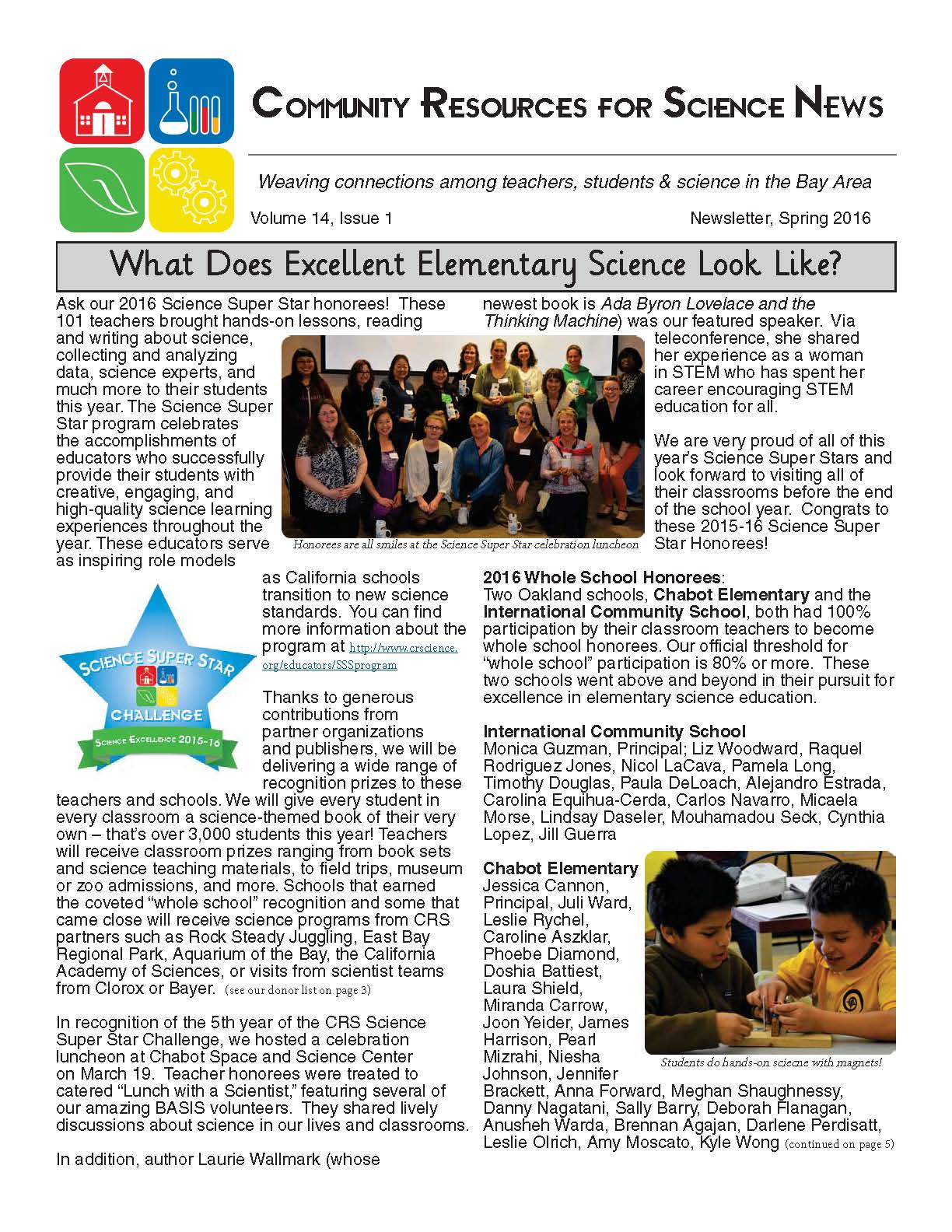 2016SpringNewslettercover